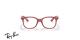 عینک طبی بچگانه ری بن فریم استات مربعی رنگ قرمز شفاف - عکس از زاویه روبرو