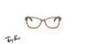 عینک طبی بچگانه ری بن فریم استات مربعی به رنگ قهوه ای شفاف و دسته های قهوه ای هاوانا - عکس از زاویه روبرو