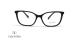 عینک طبی زنانه ولنتینو فریم کائوچویی گربه ای مشکی روی دسته V طلایی کار شده - عکس از زاویه روبرو