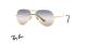 عینک آفتابی خلبانی ری بن - طلایی با عدسی سه رنگ آبی و بنفش - عکس از زاویه سه رخ