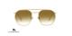 عینک آفتابی فلزی بربری فریم چند ضلعی دو پل طلایی و عدسی طلایی طیف دار - عکس از زاویه روبرو