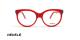 عینک طبی REDELE فریم کائوچویی بیضی ضخیم به رنگ قرمز و گوشه های حدقه و انتهای دسته ها آبی - عکس از زاویه روبرو