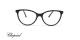 عینک طبی زنانه شوپارد فریم کائوچویی دسته طلایی حدقه گربه ای به رنگ سورمه ای ابر و باد - عکس از زاویه روبرو