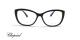 عینک طبی زنانه شوپارد فریم گربه ای کائوچویی مشکی ، دسته ها طلایی نگین دار رنگی - عکس از زاویه روبرو