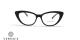 عینک طبی زنانه ورساچه فریم کائوچویی گربه ای تمام مشکی با لوگو ورساچ روی دسته ها - عکس از زاویه روبرو