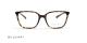عینک طبی بولگاری فریم کائوچویی مربعی رنگ قهوه ای هاوانا روی دسته ها نگین کاری شده - عکس از زاویه روبرو