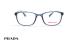 عینک طبی پرادا فریم کائوچویی مستطیلی رنگ آبی شیشه ای - عکس از زاویه روبرو