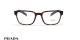 عینک طبی پرادا فریم کائوچویی مربعی رنگ قهوه ای هاوانا - عکس از زاویه روبرو