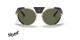 عینک آفتابی پرسول فریم فلزی طلایی و عدسی سبز پلاریزه به همراه پرده های چرمی در گوشه ها و پل بینی - عکس از زاویه روبرو
