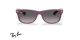 عینک آفتابی ری بن مدل ویفرر طرح جدید فریم کائوچویی رنگ بنفش و عدسی دودی پلاریزه - عکس از زاویه روبرو