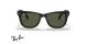 عینک آفتابی ری بن مدل ویفرر تاشو فریم کائوچویی مشکی و عدسی سبز - عکس از زاویه روبرو