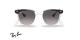 عینک آفتابی ری بن فریم کائوچویی مربعی به رنگ مشکی و سفید شیشه ای و عدسی خاکستری - عکس از زاویه روبرو