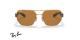 عینک آفتابی ری بن فریم چند ضلعی طلایی عدسی قهوه ای پلاریزه - عکس از زاویه روبرو