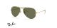 عینک آفتابی ری بن فریم فلزی خلبانی رنگ طلایی براق و عدسی سبز پلاریزه سایز 62 - عکس از زاویه سه رخ