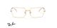 عینک طبی ری بن فریم فلزی مستطیلی رنگ طلایی براق - عکس از زاویه روبرو