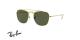عینک آفتابی دو پل مربعی فریم فلزی طلایی و عدسی سبز مدل لژند -عکس از زاویه سه رخ