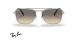 عینک آفتابی ری بن مدل کاروان طرح جدید فریم فلزی نقره ای براق و عدسی خاکستری قهوه ای طیف دار - عکس از زاویه روبرو