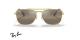 عینک آفتابی ری بن مدل کاروان طرح جدید فریم فلزی طلایی براق و عدسی قهوه ای نقره ای کرومانس و پلاریزه - عکس از زاویه روبرو