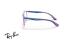 عینک طبی بچگانه ری بن فریم استات مربعی حدقه ها بنفش شفاف و دسته های بنفش و آبی - عکس از زاویه کنار
