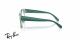 عینک طبی ری بن فریم کائوچویی مربعی ضخیم به رنگ سبز شفاف و دسته های سبز پر رنگ - عکس از زاویه کنار