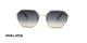 عینک آفتابی پلیس فریم فلزی طلایی چند ضلعی و حدقه آبی نقره ای طیف دار - عکس از زاویه روبرو