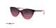 عینک طبی زنانه رویه دار سنترواستایل فریم گربه ای کائوچویی قرمز صورتی با رویه آفتابی بنفش - عکس از زاویه سه رخ 