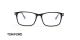 عینک طبی تام فورد فریم کائوچویی مستطیلی مشکی با نمادT رد محل اتصال دسته به حدقه - عکس از زاویه روبرو