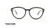 عینک طبی کائوچویی زنانه فریم مشکی گربه ای نماد تی تام فورد طلایی در محل اتصال دسته ها - عکس از زاویه روبرو
