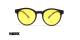عینک طبی رویه دار هاوک فریم کائوچویی گرد صورتی چرک با دسته های مشکی با رویه شب زرد- عکس از زاویه روبرو