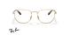 عینک طبی فلزی ری بن فریم چندضلعی رنگ طلایی با دسته های قهوه ای هاوانا - عکس از زاویه روبرو