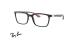 عینک طبی کائوچویی ری بن فریم مربعی بزرگ رنگ مشکی و دسته کربنی - عکس از زاویه سه رخ