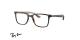 عینک طبی کائوچویی ری بن فریم مربعی بزرگرنگ قهوه ای هاوانا و دسته کربنی - عکس از زاویه سه رخ