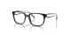 عینک طبی پرادا فریم کائوچویی مربعی از روبرو مشکی به همراه دسته های سفید مشکی با لوگوی PRADA - عکس از زاویه سه رخ