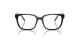 عینک طبی پرادا فریم کائوچویی مربعی از روبرو مشکی به همراه دسته های سفید مشکی با لوگوی PRADA - عکس از زاویه روبرو