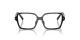 عینک طبی پرادا فریم کائوچویی مربعی باریک به رنگ مشکی براق - عکس از زاویه روبرو