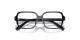 عینک طبی پرادا فریم کائوچویی مربعی باریک به رنگ مشکی براق - عکس از زاویه بسته عینک