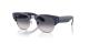 عینک آفتابی مگا کلاب مستر ری بن فریم کائوچویی فلزی سورمه نقره ای براق به همراه عدسی پلاریزه آبی خاکستری طیف دار - عکس از زاویه سه رخ
