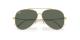 عینک آفتابی ری بن ریورس فریم خلبانی فلزی طلایی براق به همراه عدسی سبز - عکس از زاویه بسته عینک 