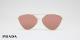 عینک آفتابی مثلثی بدنه نقره ای شیشه ها صورتی جیوه ای پرادا - عکاسی وحدت - زاویه روبرو