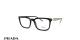 عینک طبی مردانه و زنانه فریم کائوچویی مستطیل رنگ مشکی پرادا - عکاسی وحدت - زاویه سه رخ