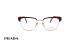 عینک طبی زنانه فریم کائوچویی فلزی ویفیرر رنگ رزگلد پرادا - عکاسی وحدت - زاویه رو به رو 