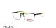 عینک طبی مردانه فریم فلزی مستطیل رنگ مشکی پرادا - عکاسی وحدت - زاویه سه رخ