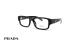 عینک طبی مردانه فریم کائوچویی مستطیل رنگ مشکی پرادا - عکاسی وحدت - زاویه سه رخ