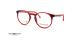 عینک طبی گرد کائوچویی رویه دار قرمز سنترواستایل - عکس از زاویه سه رخ