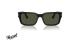 عینک آفتابی پرسول فریم استات مستطیلی مشکی و شیشه سبز - عکس از زاویه روبرو