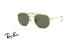 عینک آفتابی ری بن - چند ضلعی - مدل مارشال - دو پل - بدنه طلایی - شیشه سبز - زاویه سه رخ