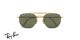 عینک آفتابی ری بن - چند ضلعی - مدل مارشال - دو پل - بدنه طلایی - شیشه سبز - زاویه دسته بسته