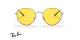 عینک آفتابی ری بن فریم فلزی گرد نقره ای براق و عدسی زرد فتوکرومیک - عکس از زاویه روبرو