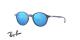 عینک آفتابی گرد کائوچویی ری بن عدسی آبی جیوه ای - عکس از زاویه سه رخ 