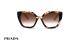 عینک آفتابی پرادا - فریم قهوه ای هاوانا با دسته صورتی و عدسی قهوه ای طیف دار - عکس از زاویه روبرو